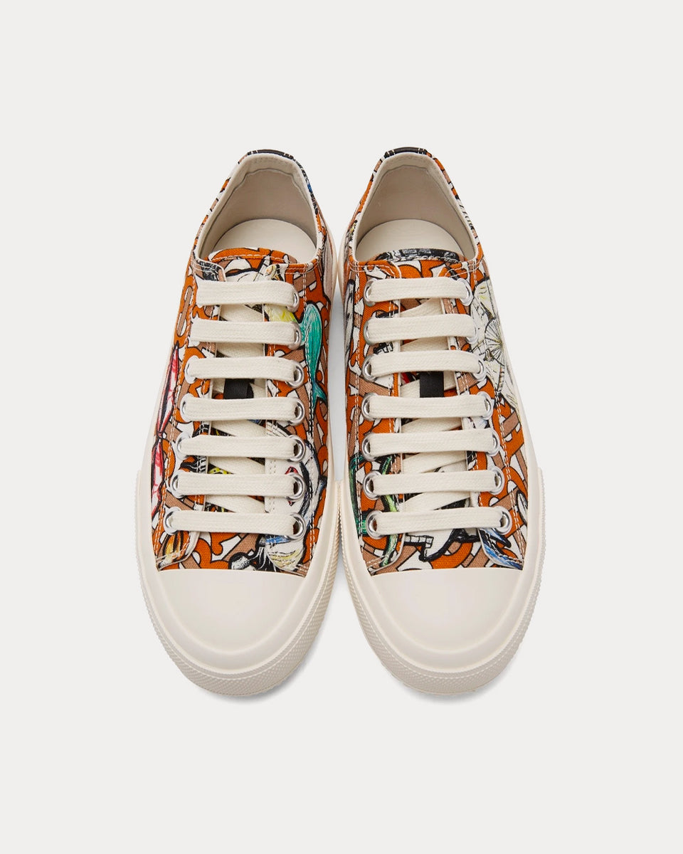 Burberry Larkhall Scribble White Orange Low Top Sneakers Sneak in Peace