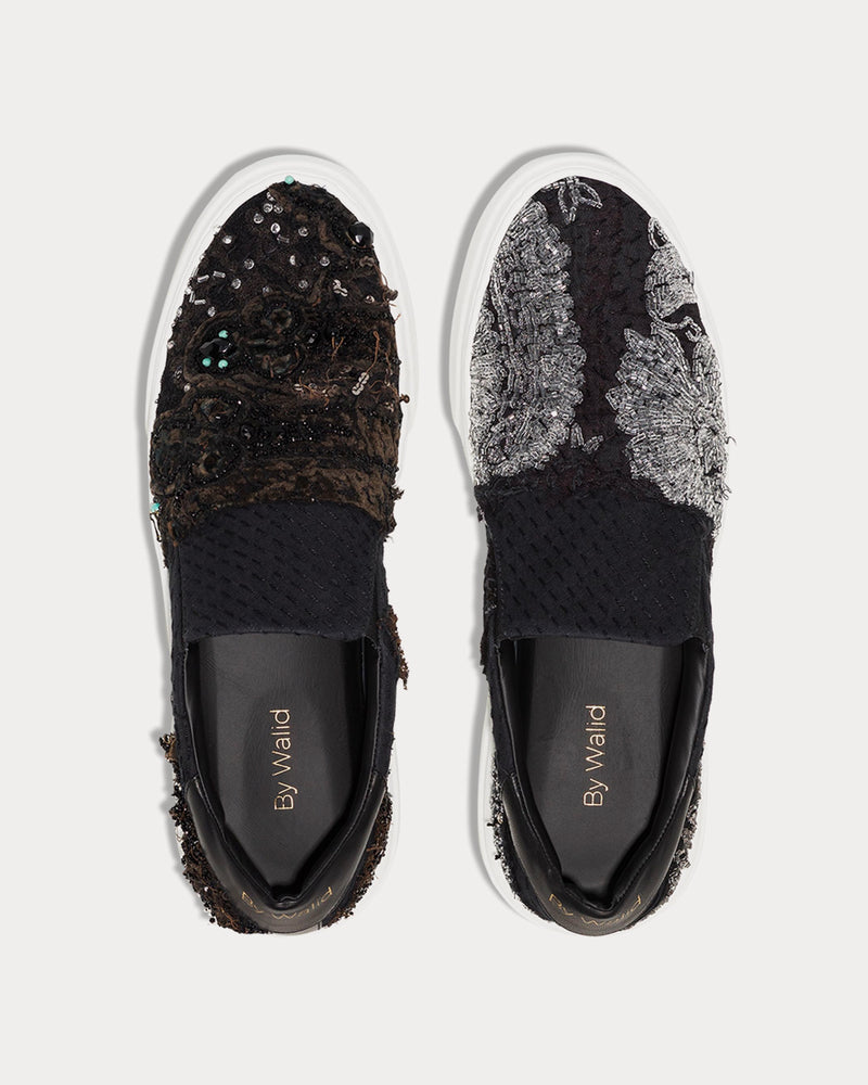 By Walid Beaded Black Slip On Sneakers - 2