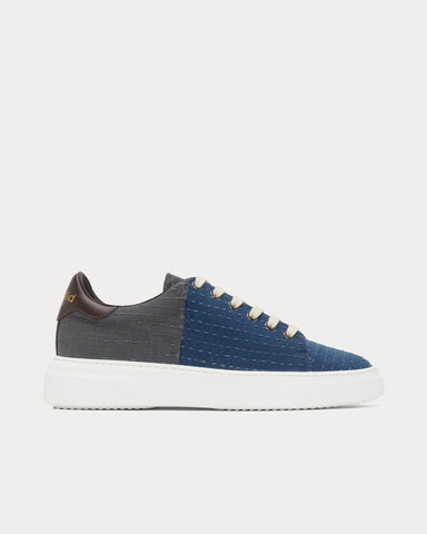 By Walid Round Toe Lace-up Petrol / White Low Top Sneakers