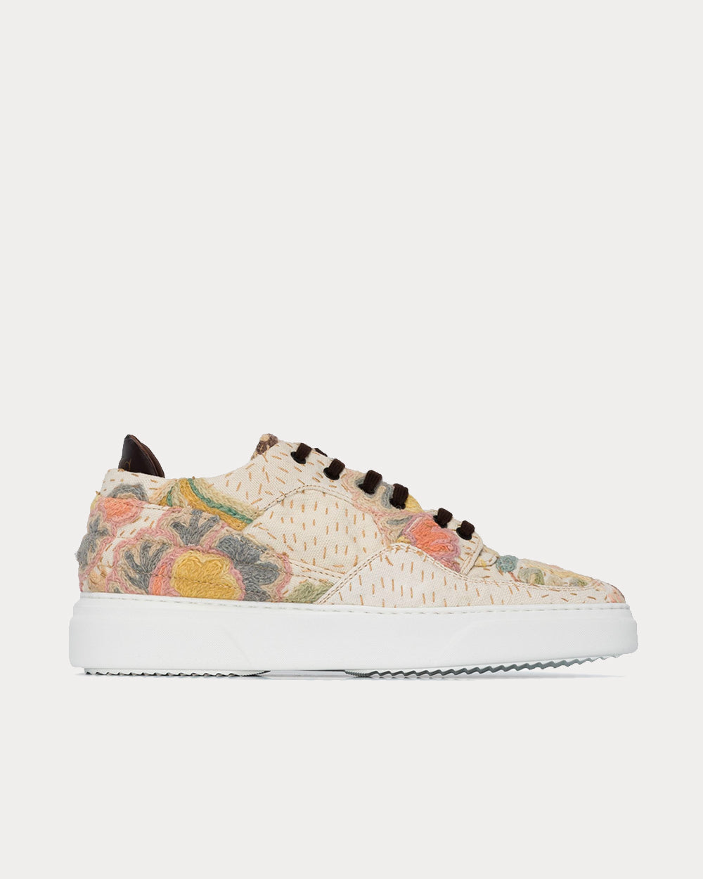 By Walid Embroidered Neutral Low Top Sneakers - 1