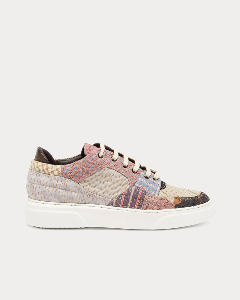 By Walid Patchwork Printed-Cotton Low Top Sneakers - 1