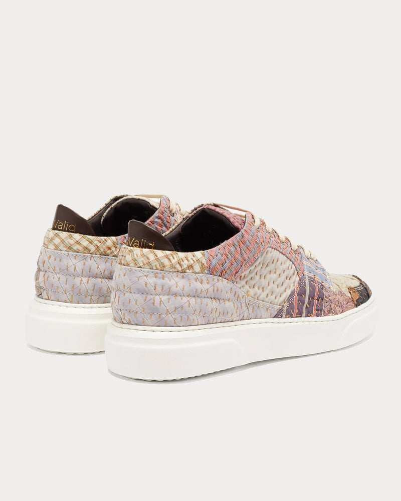 By Walid Patchwork Printed-Cotton Low Top Sneakers - 3