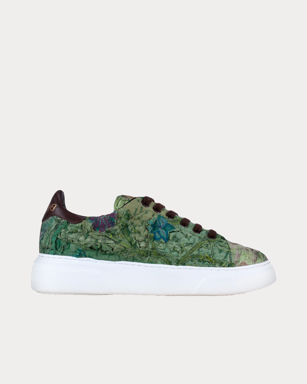 By Walid Round Toe Lace Up Green Low Top Sneakers - 1