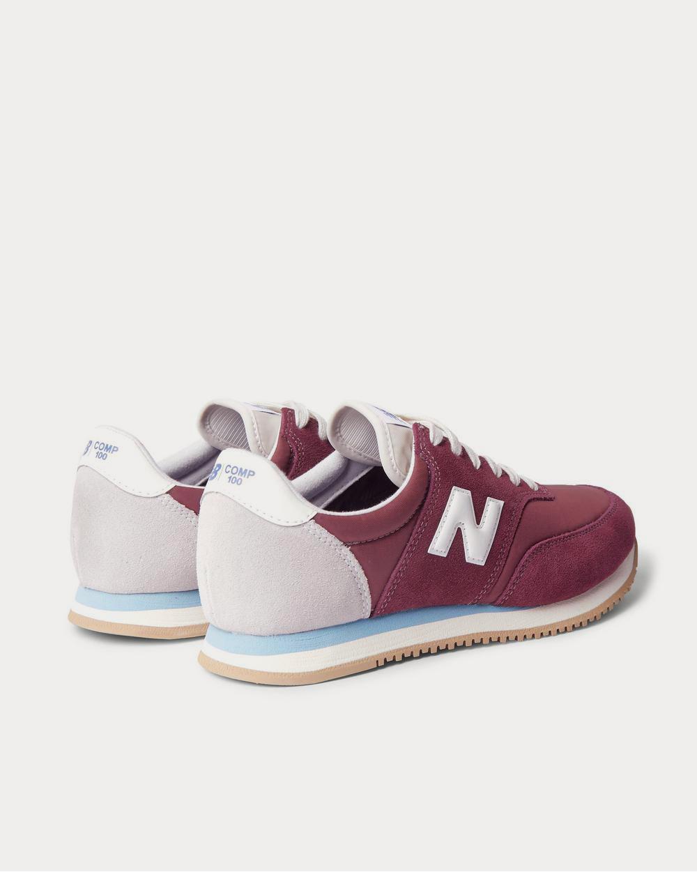 New Balance Comp 100 Leather and Suede-Trimmed Shell  Burgundy low top sneakers - 4