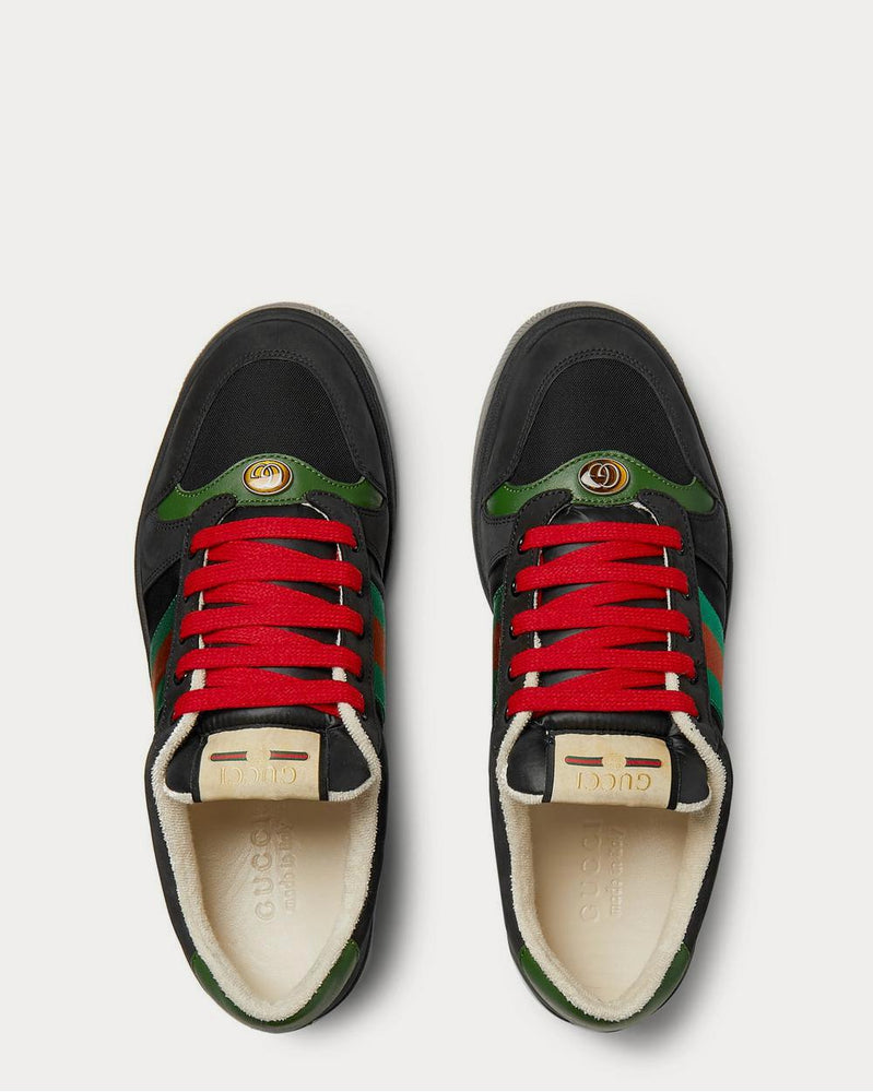 Gucci Screener Webbing-Trimmed Leather, Suede and Canvas  Black low top sneakers - 6