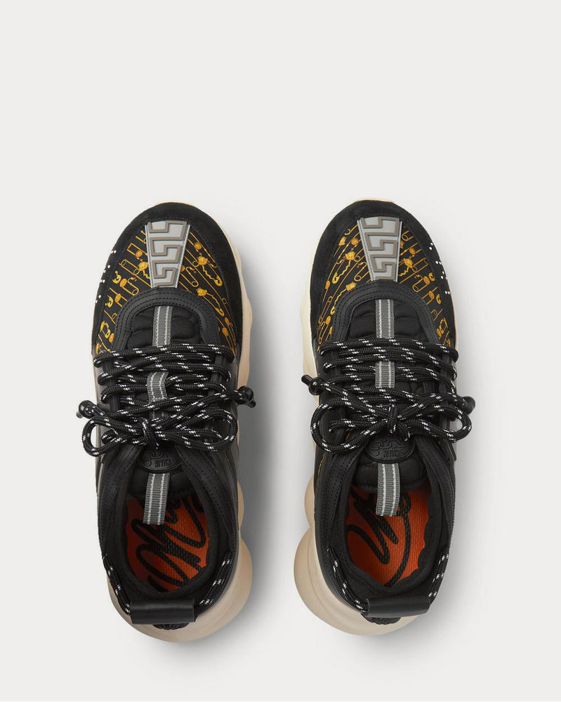 Versace Chain Reaction Panelled Shell, Rubber and Suede  Black low top sneakers - 6