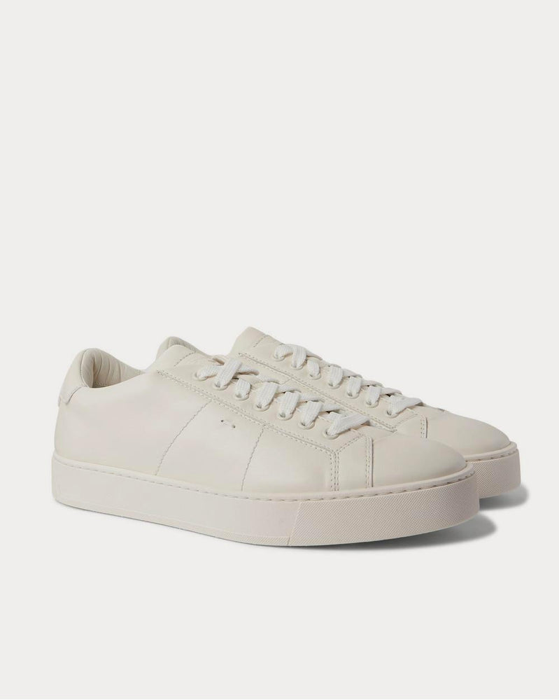 Santoni Leather  White low top sneakers - 2