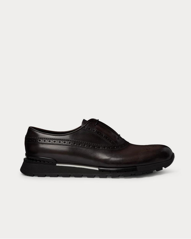 Berluti Fast Track Venezia Leather Brogue  Dark brown low top sneakers - 1