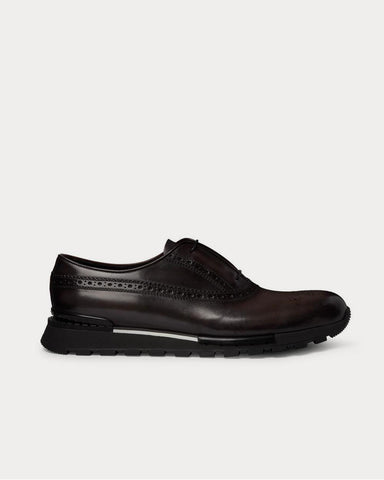 Berluti Fast Track Venezia Leather Brogue  Dark brown low top sneakers