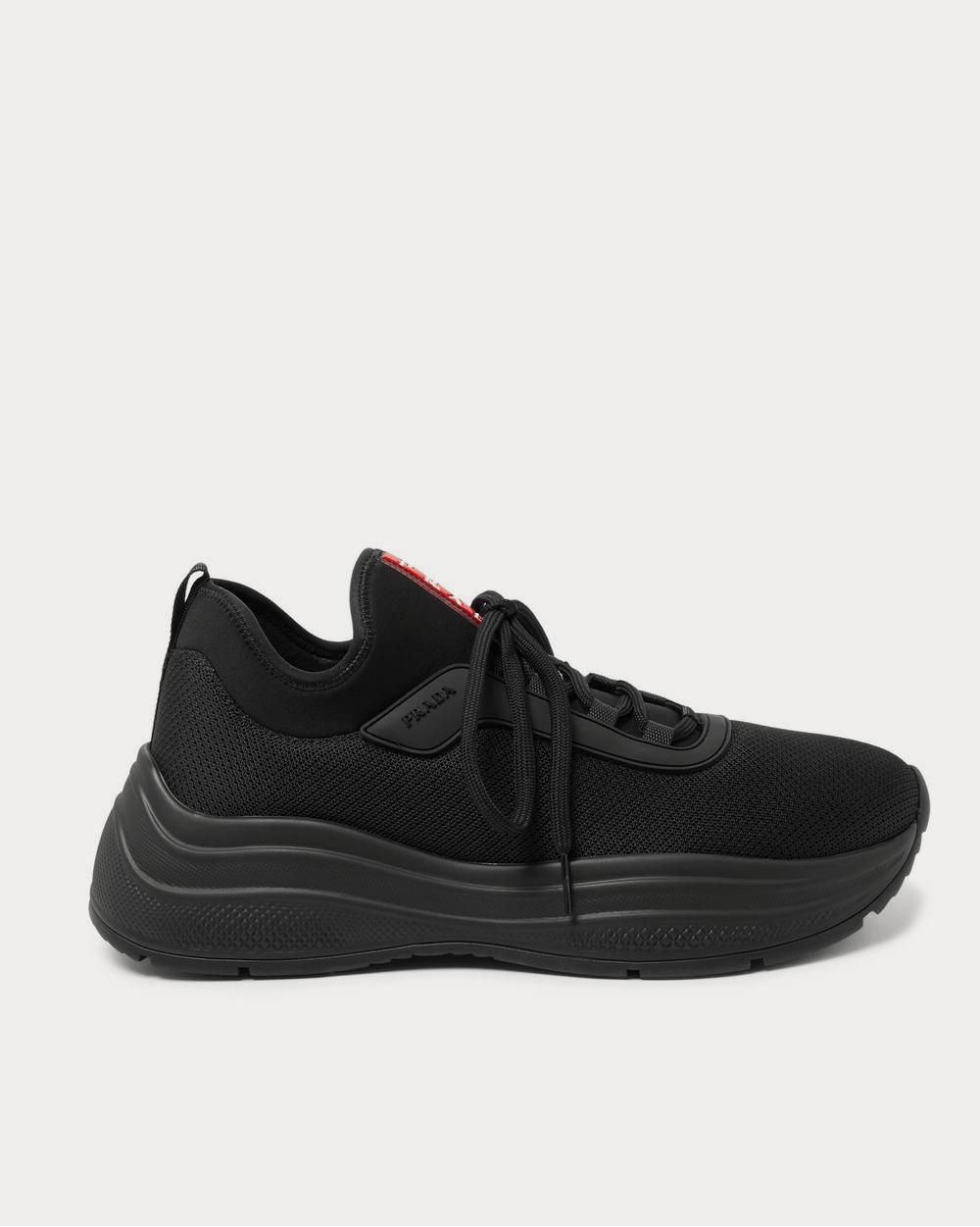 Prada America's Cup Rubber-Trimmed Mesh  Black low top sneakers - 1