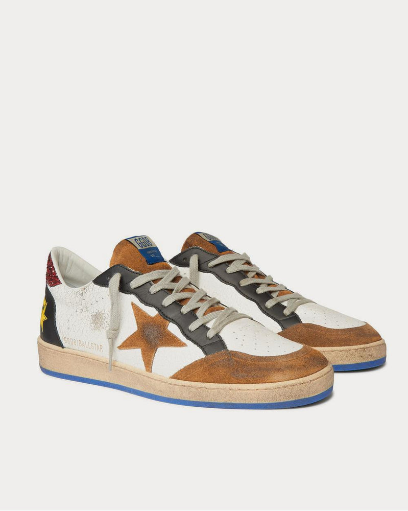 Golden Goose Ball Star Distressed Cracked-Leather and Suede  White low top sneakers - 2