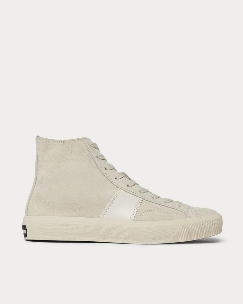 Tom Ford Cambridge Leather-Trimmed Suede High-Top  Off-white high top sneakers - 1