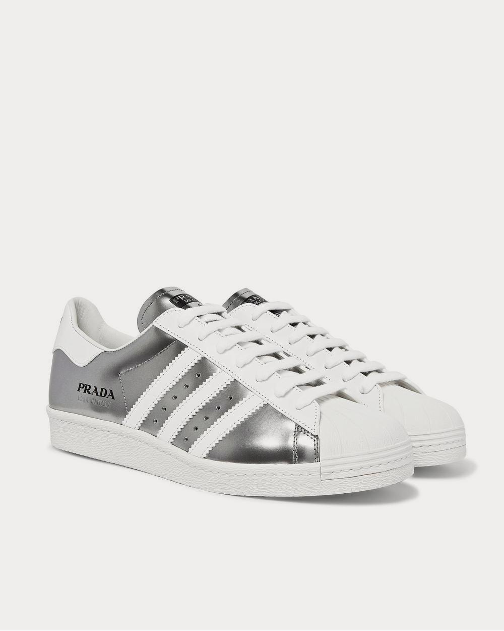 Adidas x Prada 450 Metallic Leather  Silver low top sneakers - 2