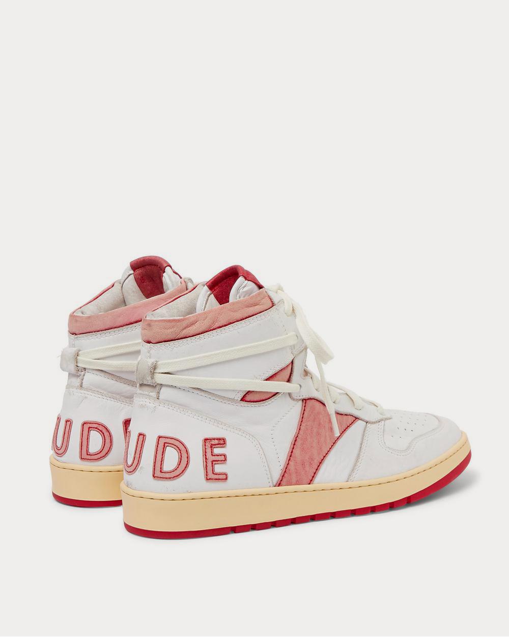 Rhude Rhecess Distressed Leather High-Top  Red high top sneakers - 4