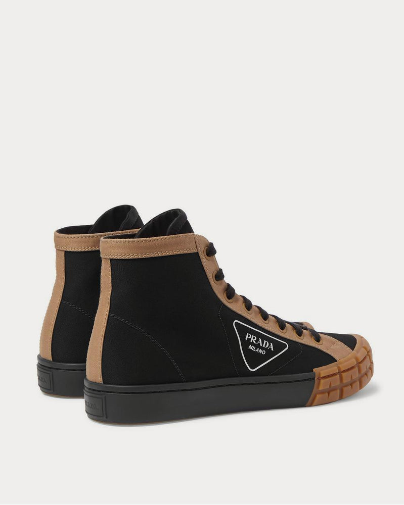 Prada Logo-Print Canvas High-Top  Black high top sneakers - 4