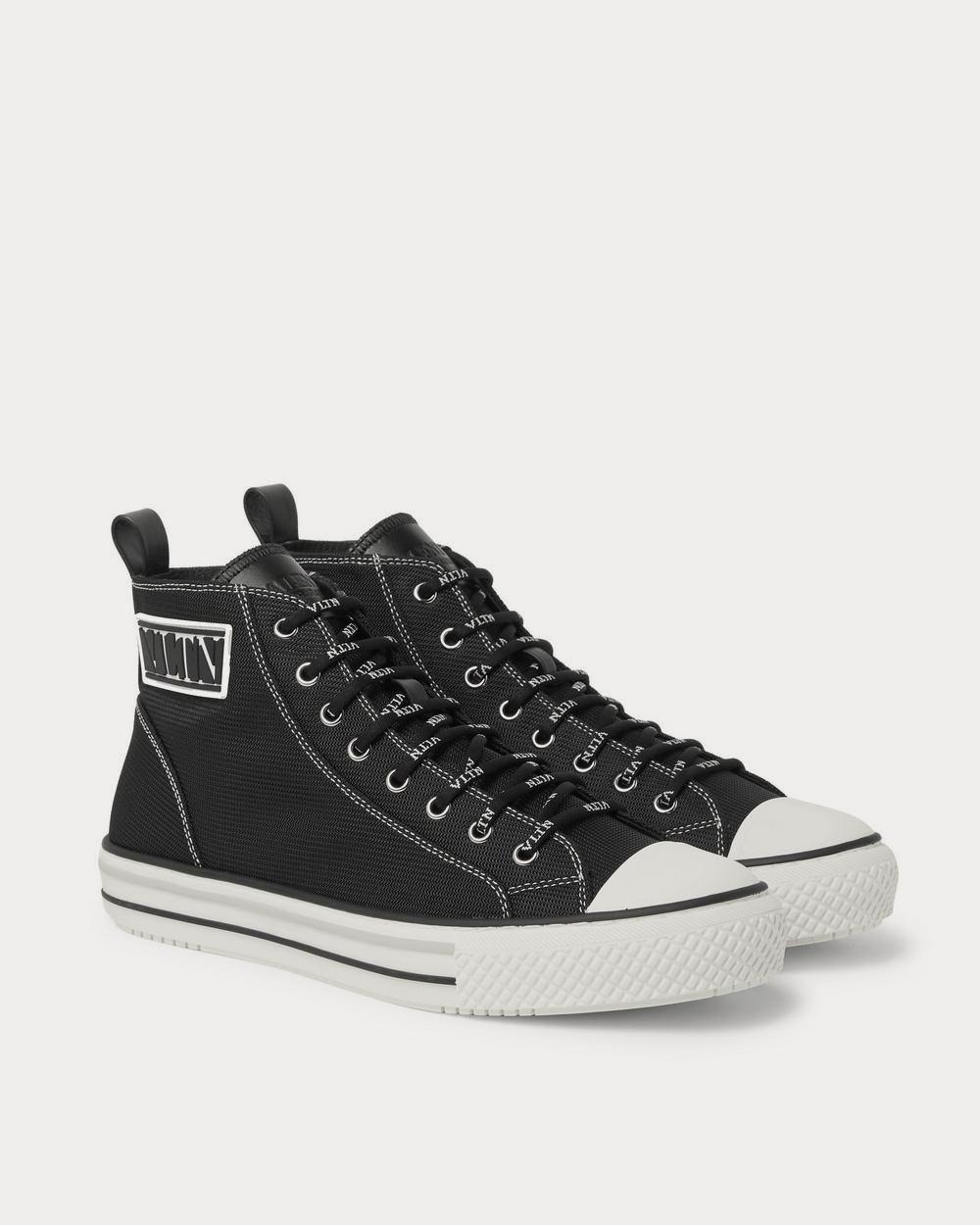 Valentino Logo-Detailed Tech-Canvas High-Top  Black high top sneakers - 2