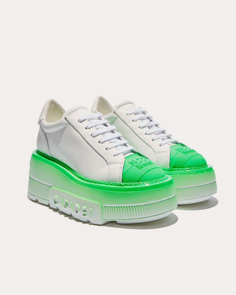 Casadei Nexus Fluo White / Green Low Top Sneakers - 2