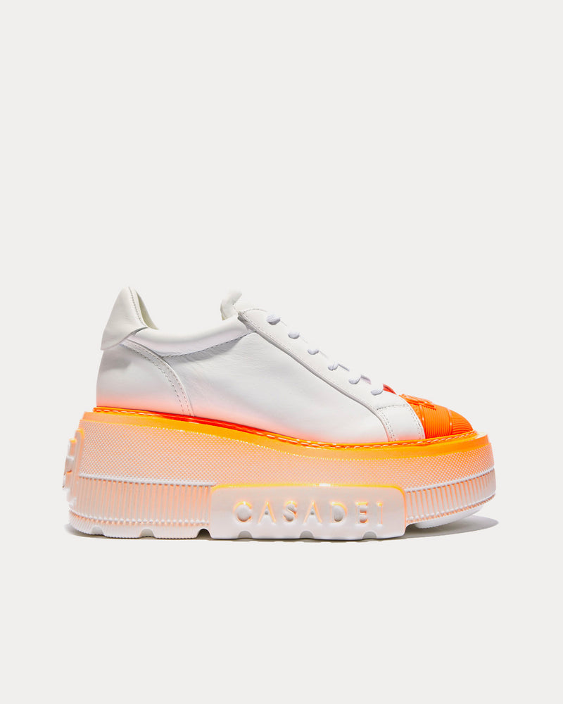 Casadei Nexus Fluo White / Orange Low Top Sneakers - 1