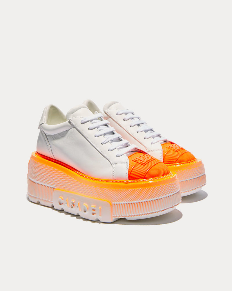 Casadei Nexus Fluo White / Orange Low Top Sneakers - 2