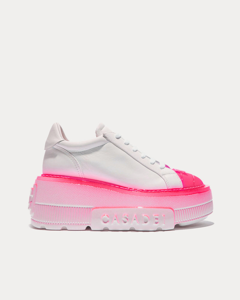 Casadei Nexus Fluo White / Shocking Pink Low Top Sneakers - 1