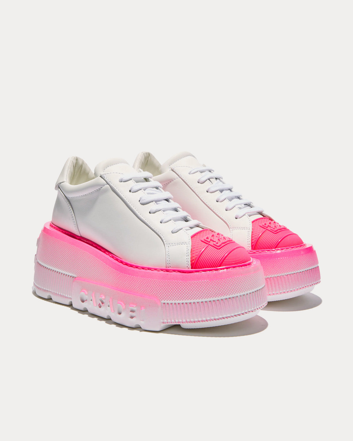 Casadei Nexus Fluo White / Shocking Pink Low Top Sneakers - 2