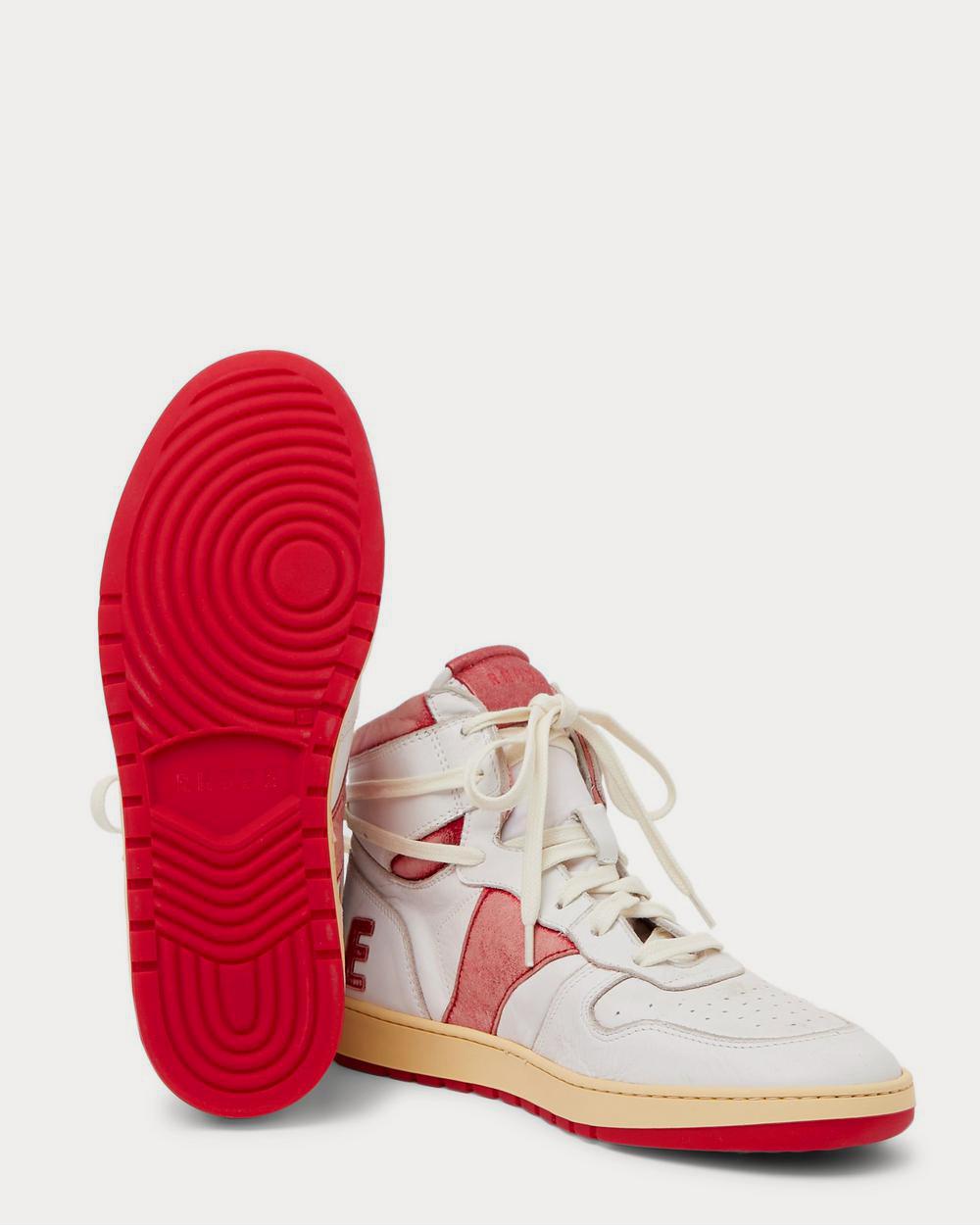 Rhude Rhecess Distressed Leather High-Top  Red high top sneakers - 3