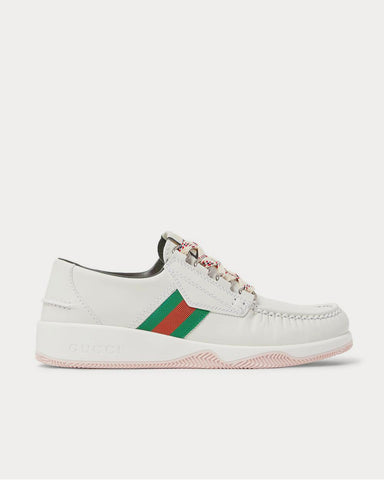 Gucci Striped Webbing-Trimmed Leather  White low top sneakers