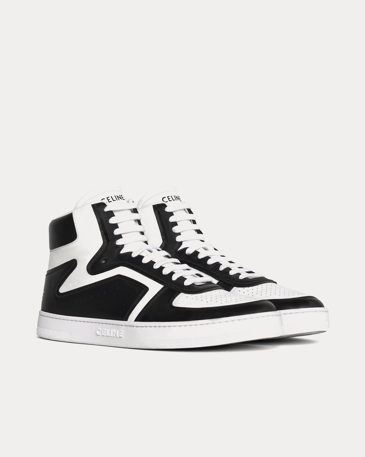 Celine CT-01 'Z' Calfskin Leather Black / Optic White High Top Sneakers - 2