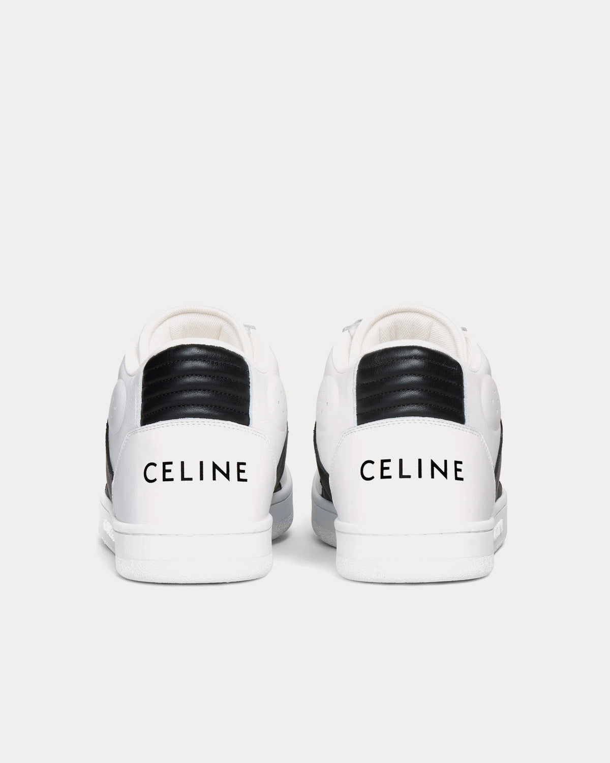 Celine CT-02 Scratch Calfskin Optic White / Black Mid Top Sneakers - 3