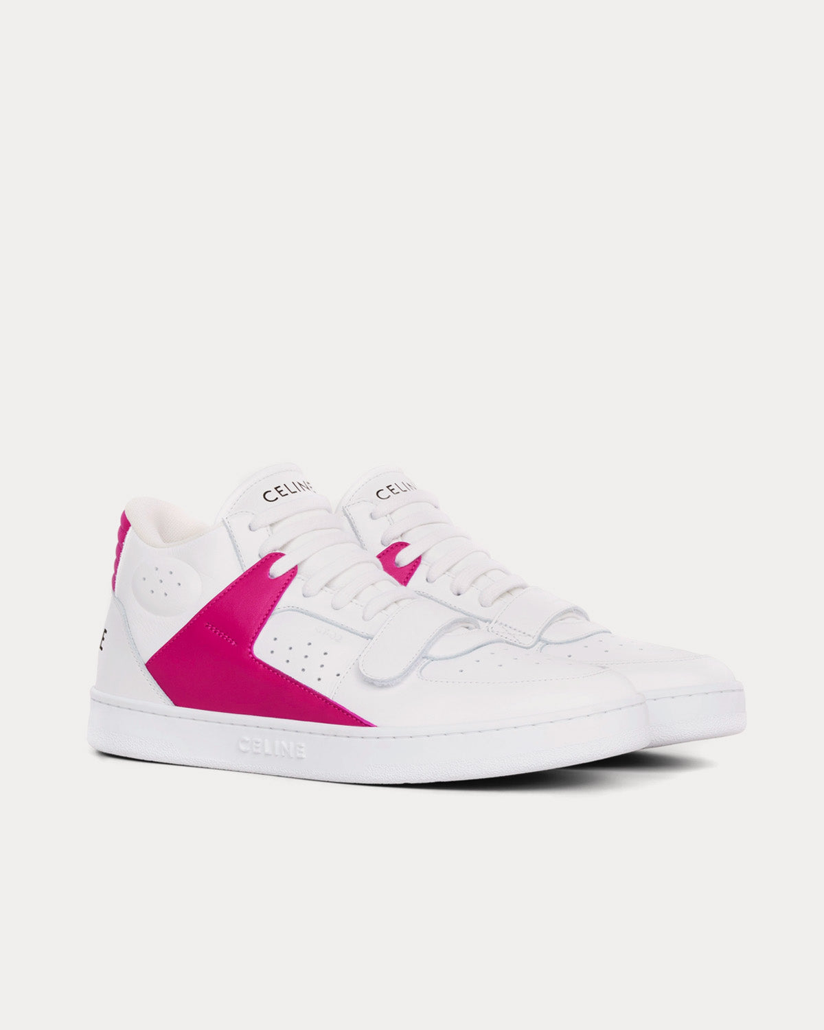 Celine CT-02 Scratch Calfskin Optic White / Pink Mid Top Sneakers - 2