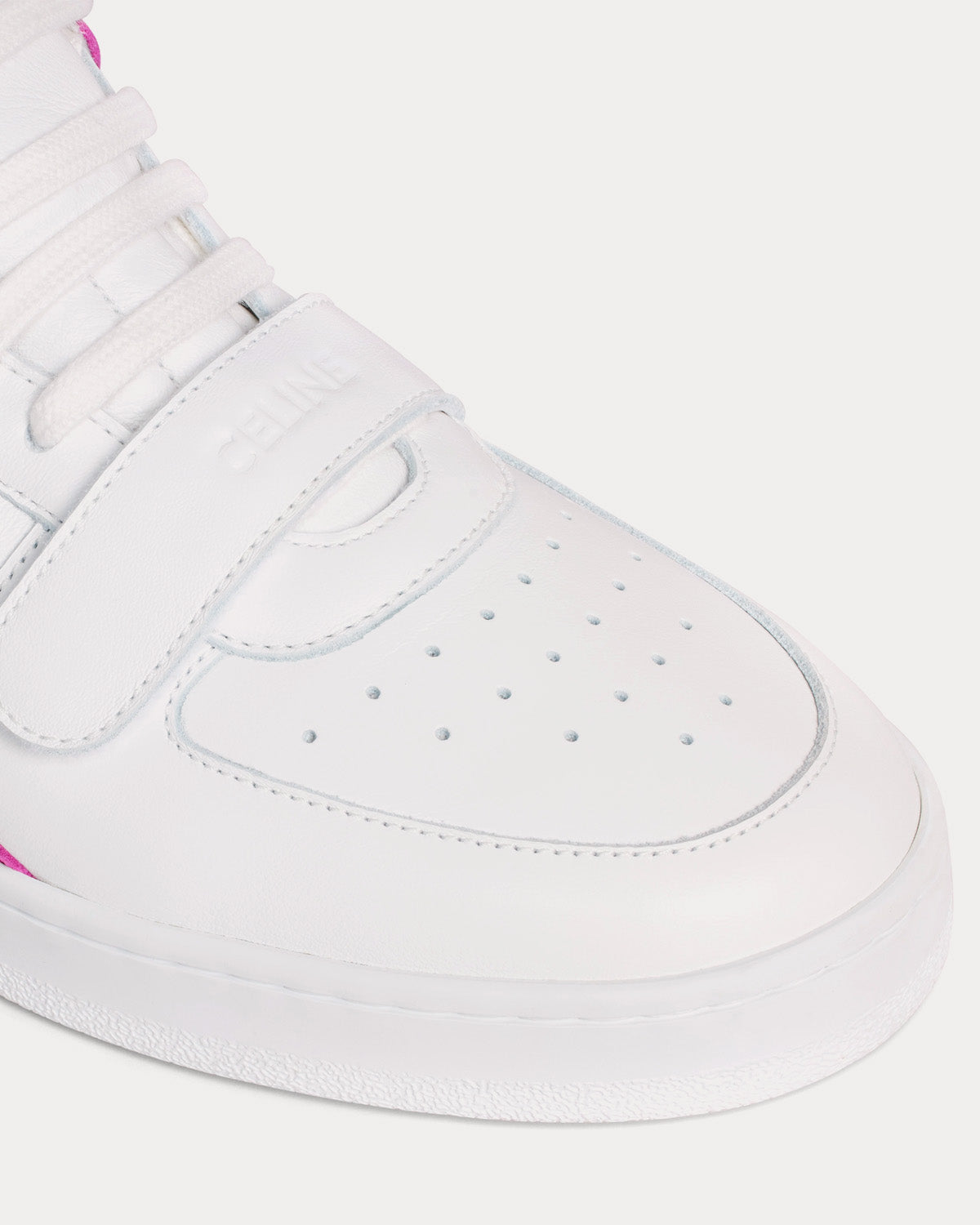 Celine CT-02 Scratch Calfskin Optic White / Pink Mid Top Sneakers - 4