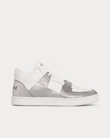 Celine CT-02 Mid With Scratch In Calfskin Optic White / Silver High Top Sneakers