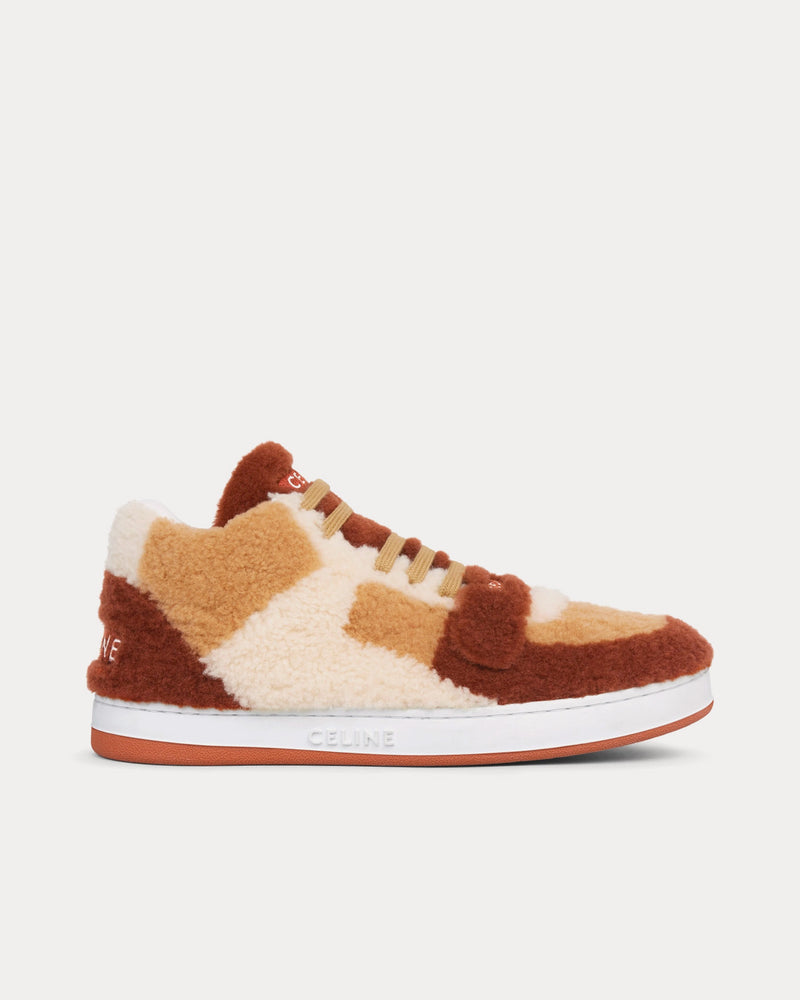 Celine CT-02 Scratch in Shearling Brown / Beige / Fox Red Mid Top Sneakers - 1