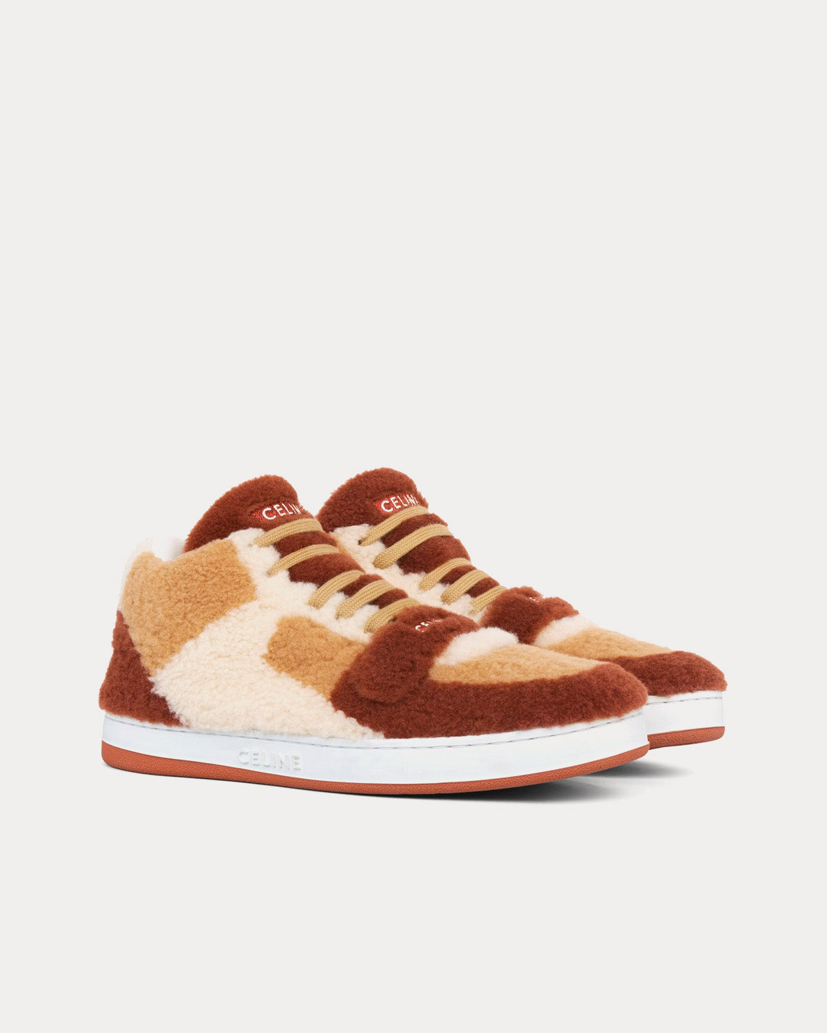 Celine CT-02 Scratch in Shearling Brown / Beige / Fox Red Mid Top 