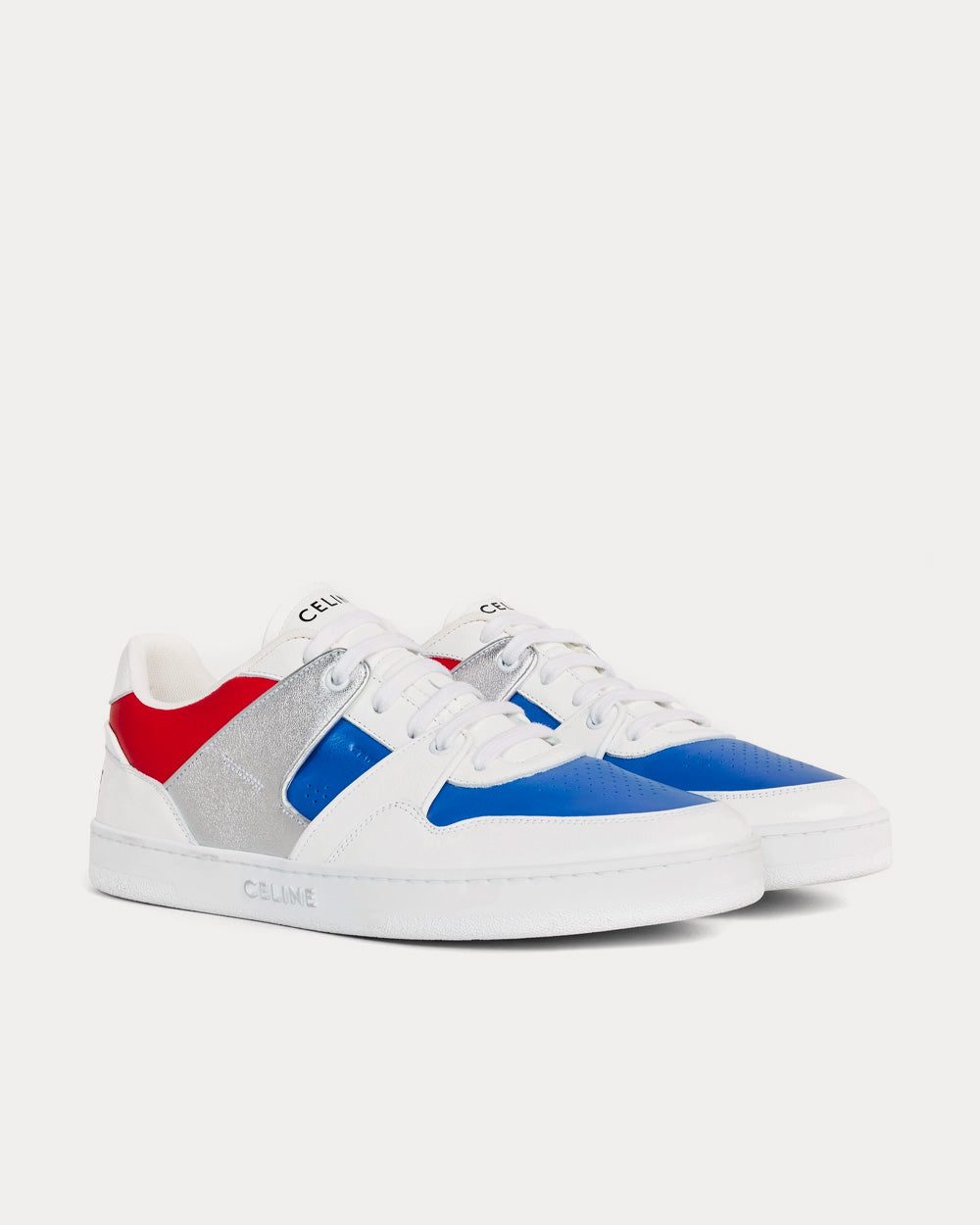 Celine CT-04 Leather White / Blue / Silver / Red Low Top Sneakers - 2