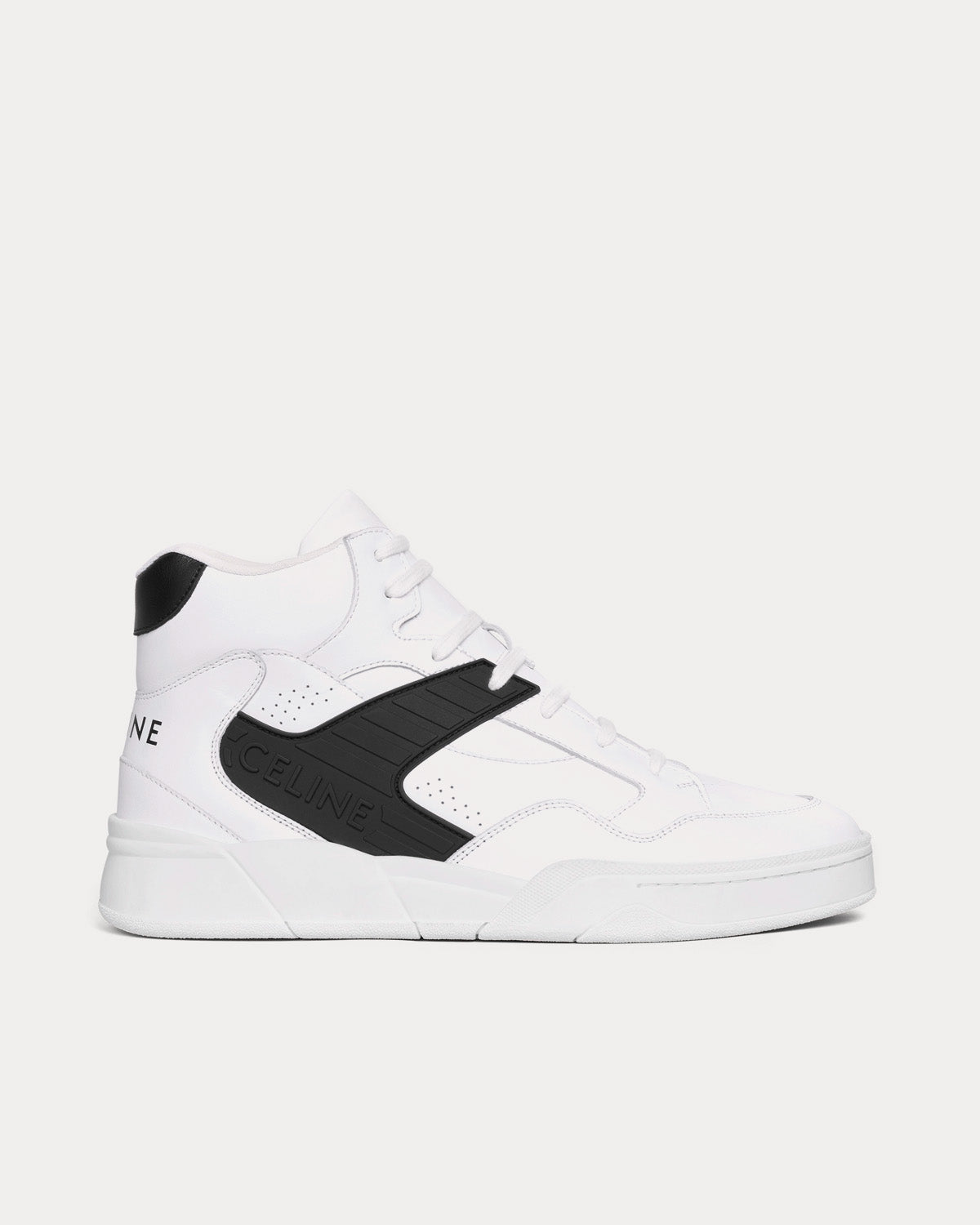 Celine - CT-06 Calfskin & Laminated Calfskin Optic White / Black High Top Sneakers