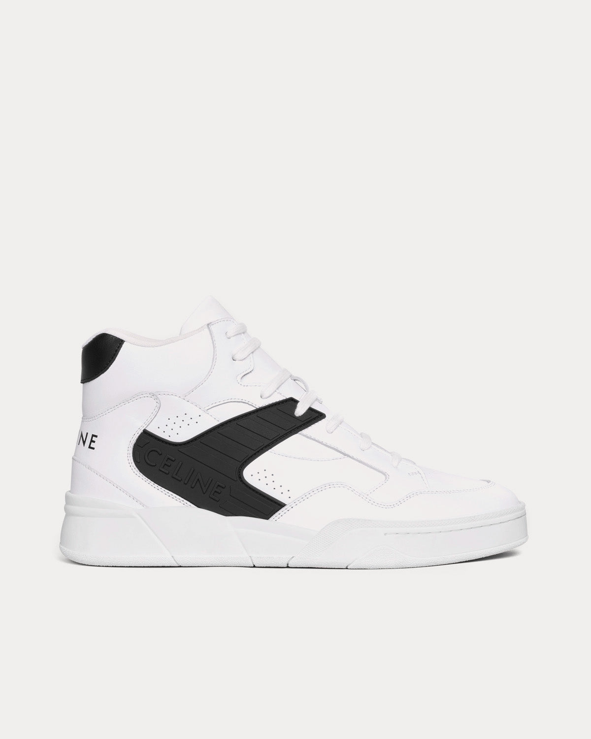 Celine CT-06 Calfskin & Laminated Calfskin Optic White / Black High Top Sneakers - 1