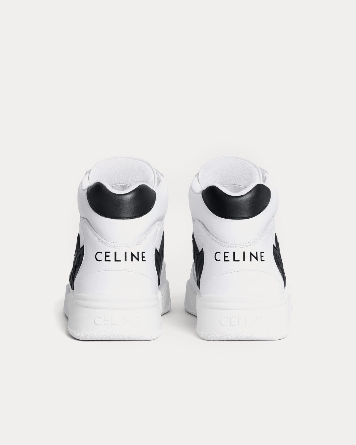 Celine - CT-06 Calfskin & Laminated Calfskin Optic White / Black High Top Sneakers