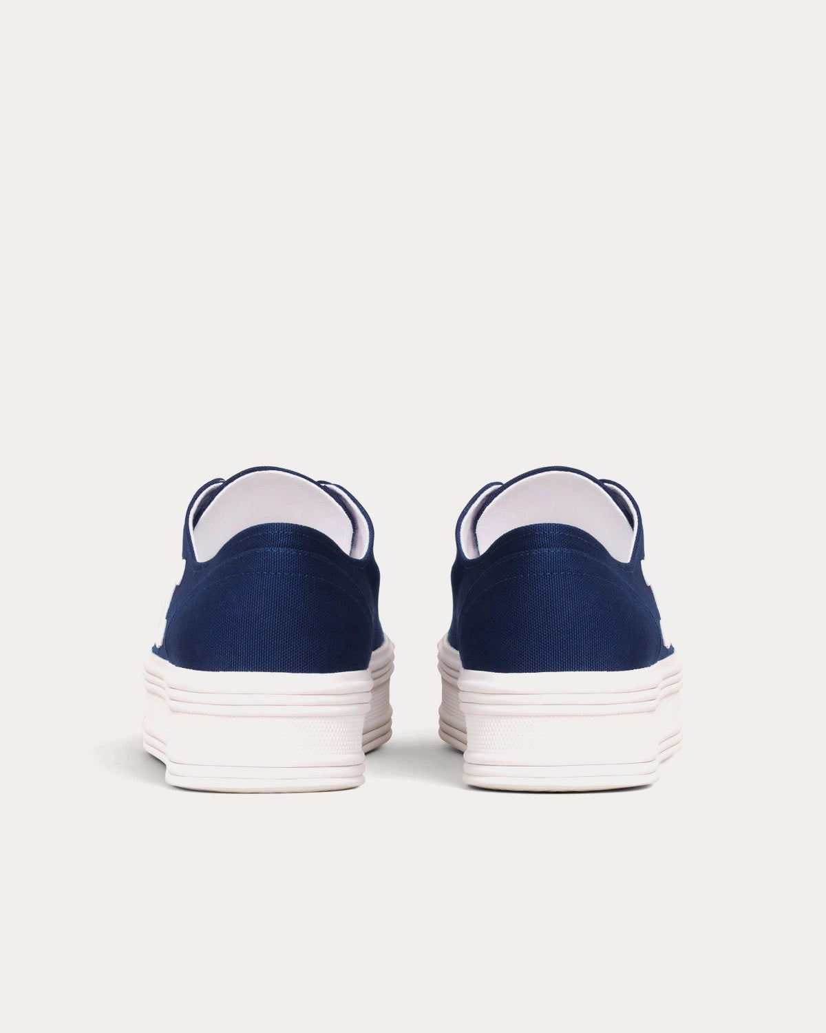 Celine Jane Platform Lace-Up with Triumph Patch Canvas & Calfskin Navy Low Top Sneakers - 3