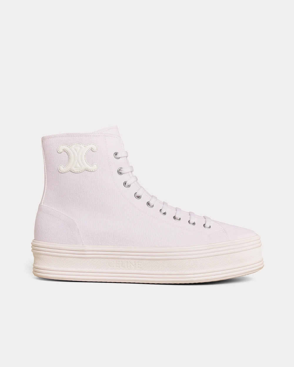 Celine Jane Canvas Optic White High Top Sneakers - 1