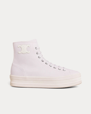 Celine Jane Canvas Optic White High Top Sneakers