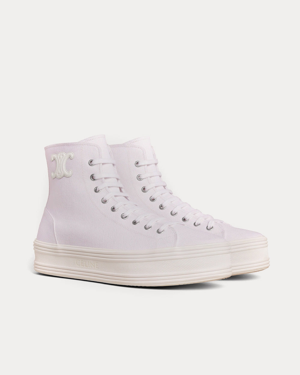 Celine Jane Canvas Optic White High Top Sneakers - 2