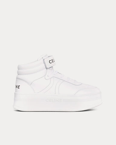 Celine Mid Block Wedge Scratch Calfskin Optic White Mid Top Sneakers