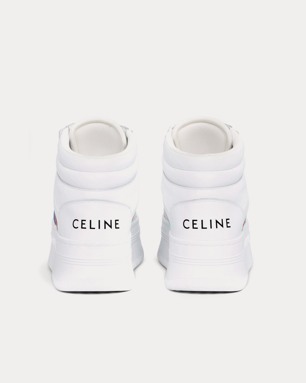 Celine - Mid Block Wedge Scratch Calfskin Optic White / Red / Blue Mid Top Sneakers