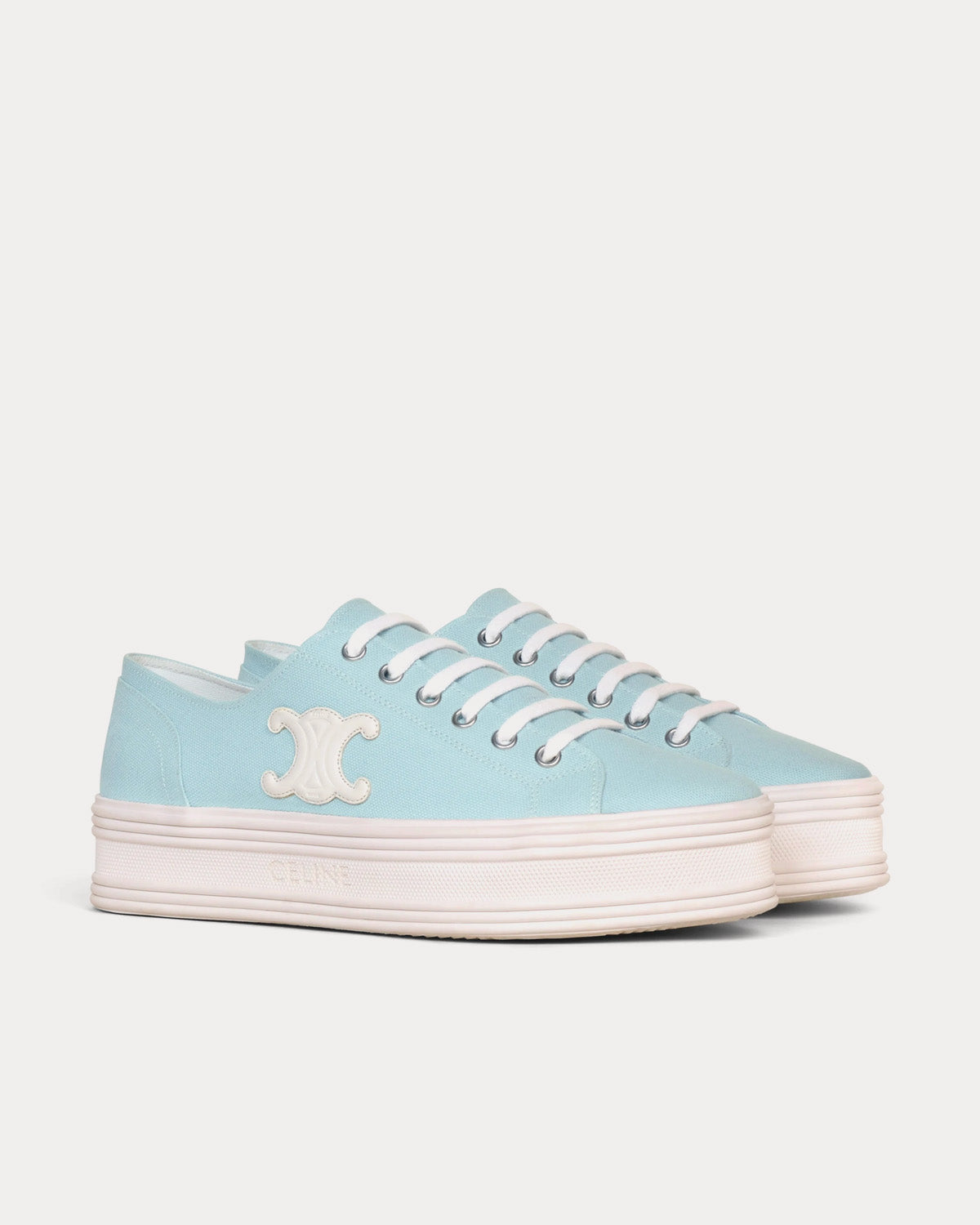 Celine Jane Lace-Up Light Blue Low Top Sneakers - 2