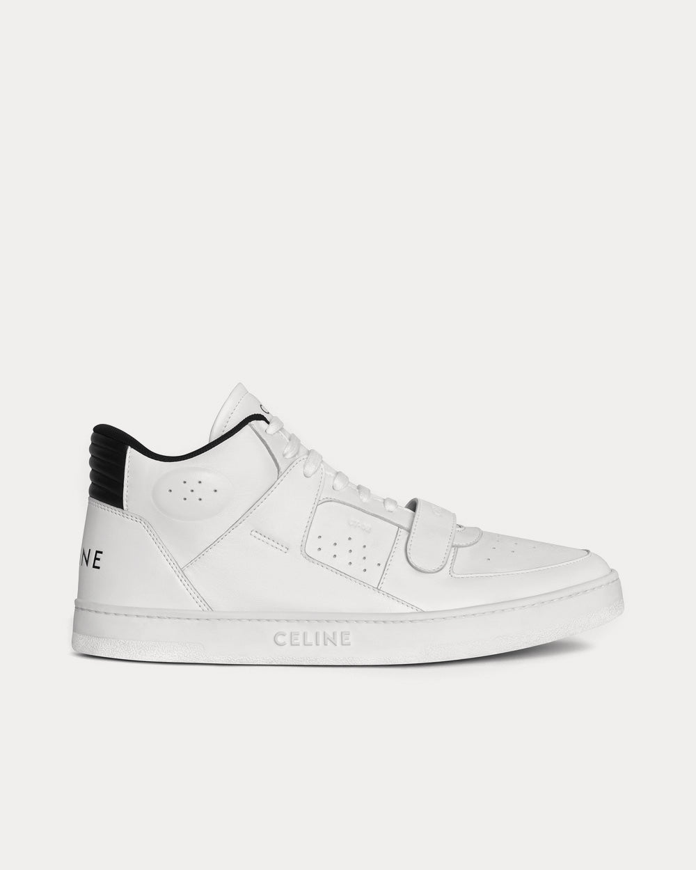 Celine CT-02 Scratch with Calfskin Optic White / Black Mid Top Sneakers - 1