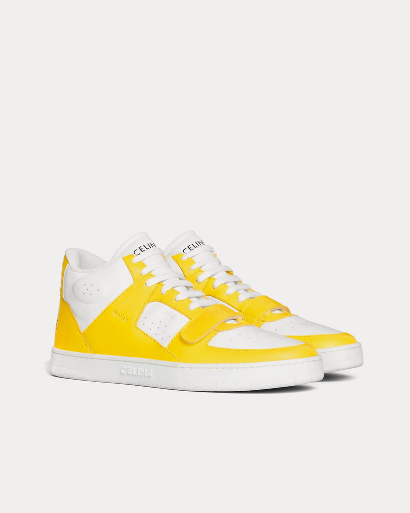 Celine CT-02 Optic White / Bright Yellow Mid Top Sneakers - Sneak in Peace