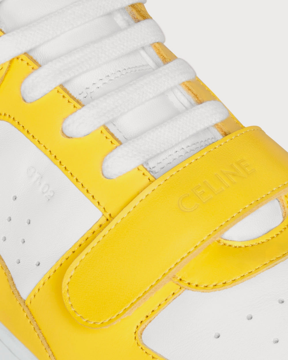 Celine CT-02 Optic White / Bright Yellow Mid Top Sneakers - 4