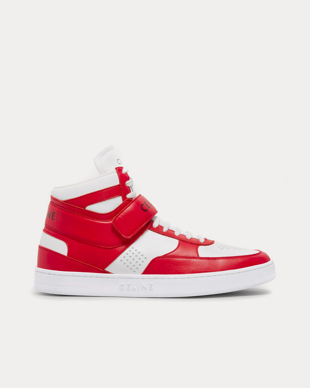 Celine CT-03 Scratch with Calfskin Red / Optic White High Top Sneakers - 1