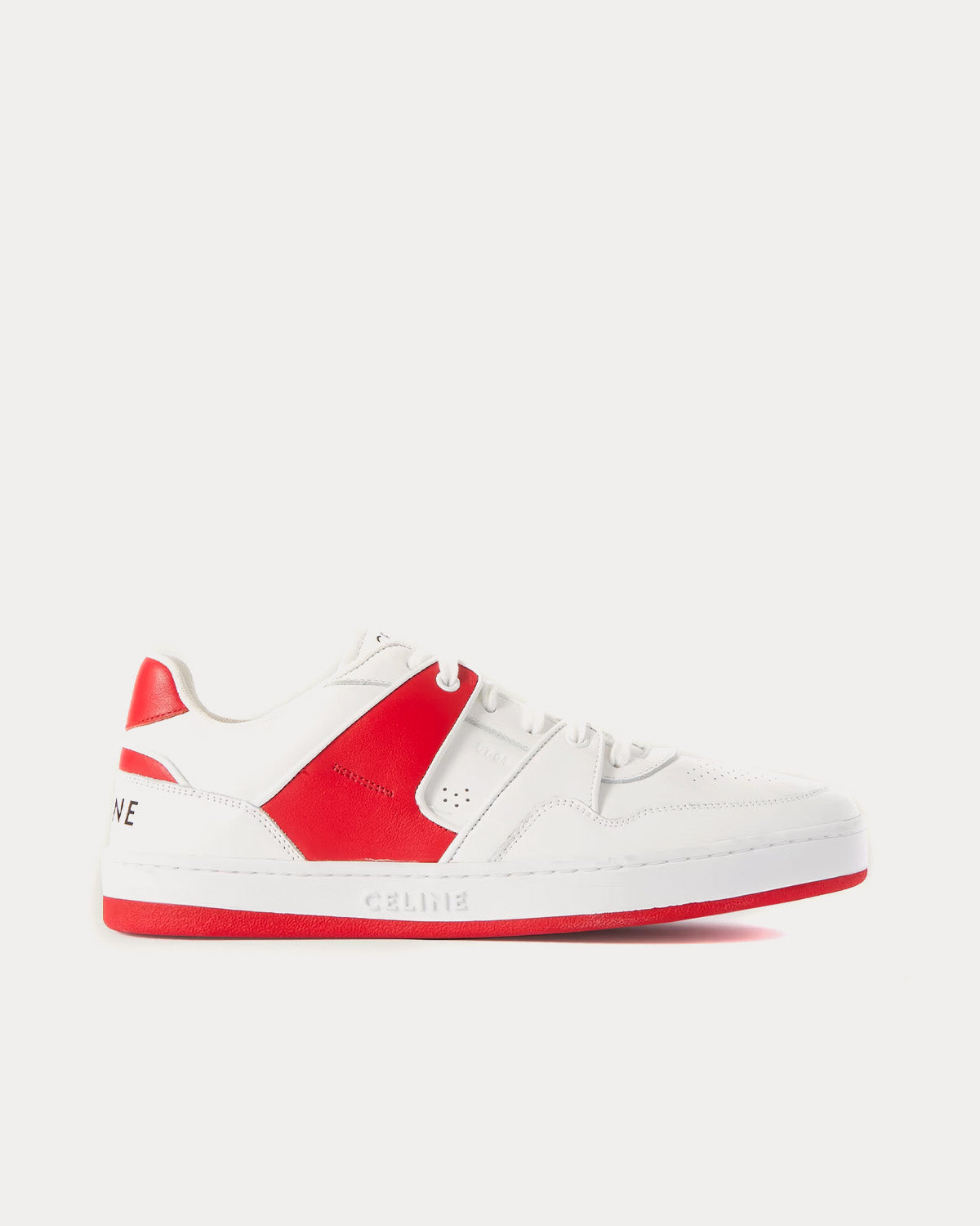 Celine CT-04 Lace-Up Calfskin Optic White / Red Low Top Sneakers - 1